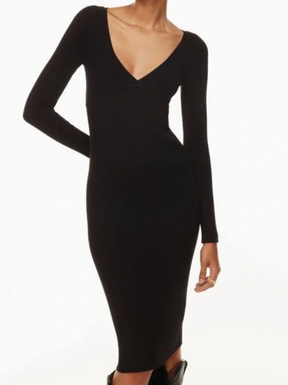 Aritzia Wilfred Gabrielle Knit Midi Dress Black Size Small